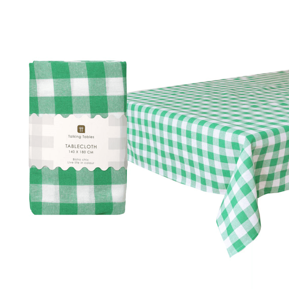 Bon appetit Gingham Fabric Tablecloth, Green