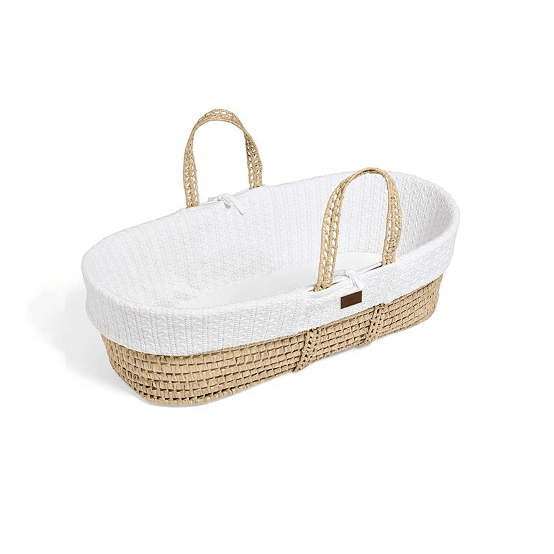 Natural Cable Knit Moses Basket & Mattress