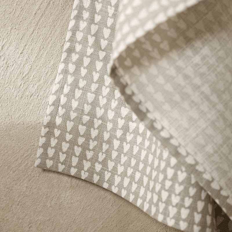 Ditsy Set of 2 Heart Tea Towels, White/Grey