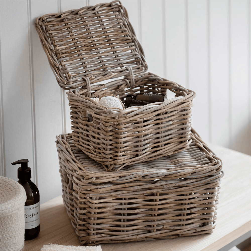 Bembridge Set of 2 Storage Baskets with Lids, Natural