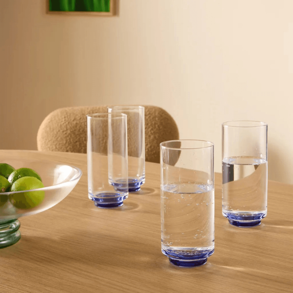 Modern Studio Set of 4 Hiball Glasses, Blue