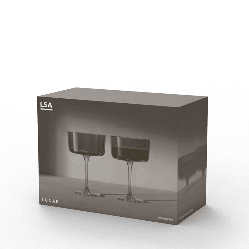 Lunar Set of 2 Champagne/Cocktail Glasses, Lunar Grey