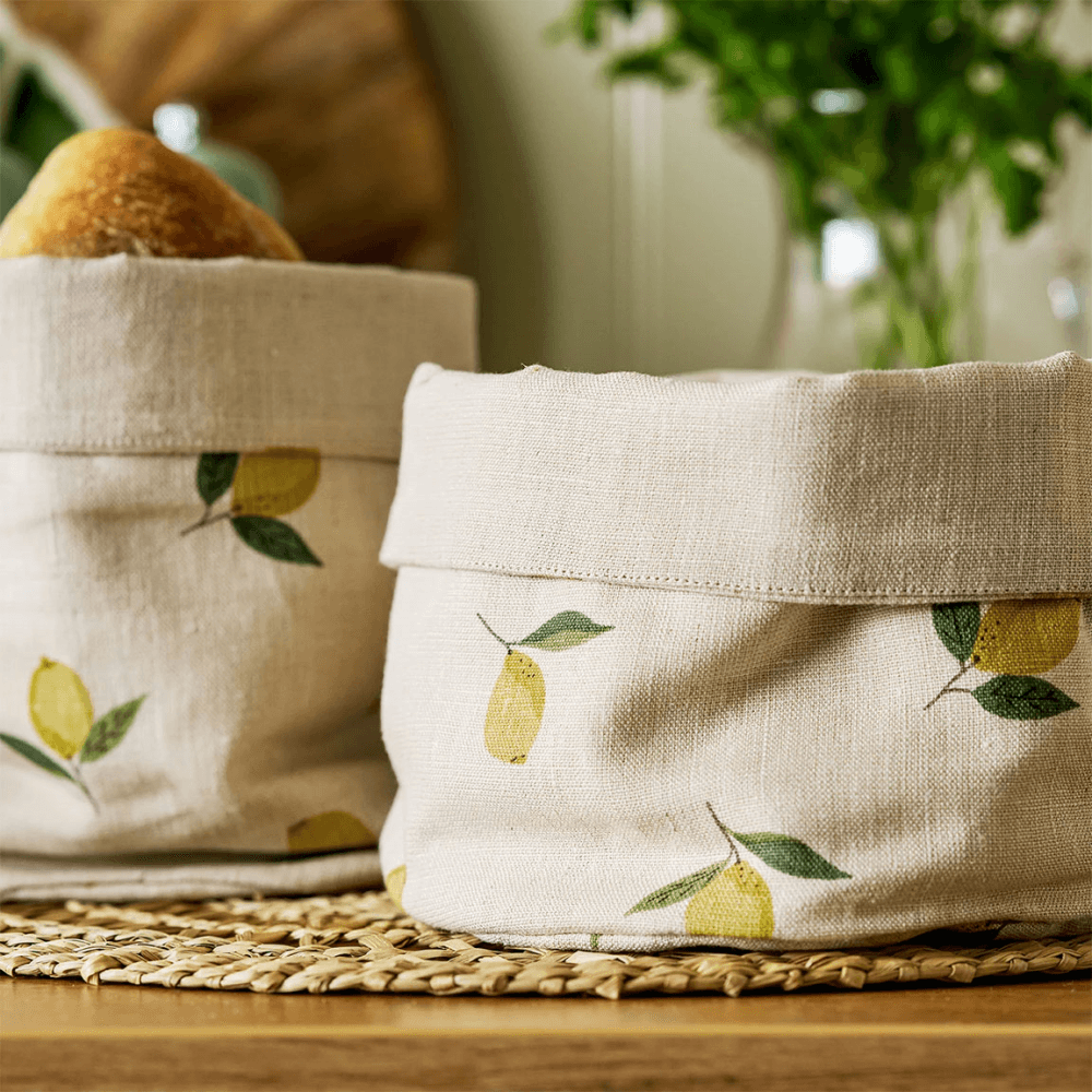 Lemons Set of 2 Bread Baskets, Natural
