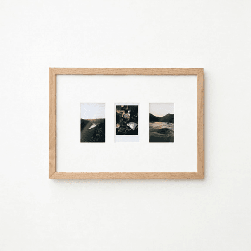 Image showing the Marco A4 Frame and Instax Mini x 3 Picture Frame Mount, Oak and White product.