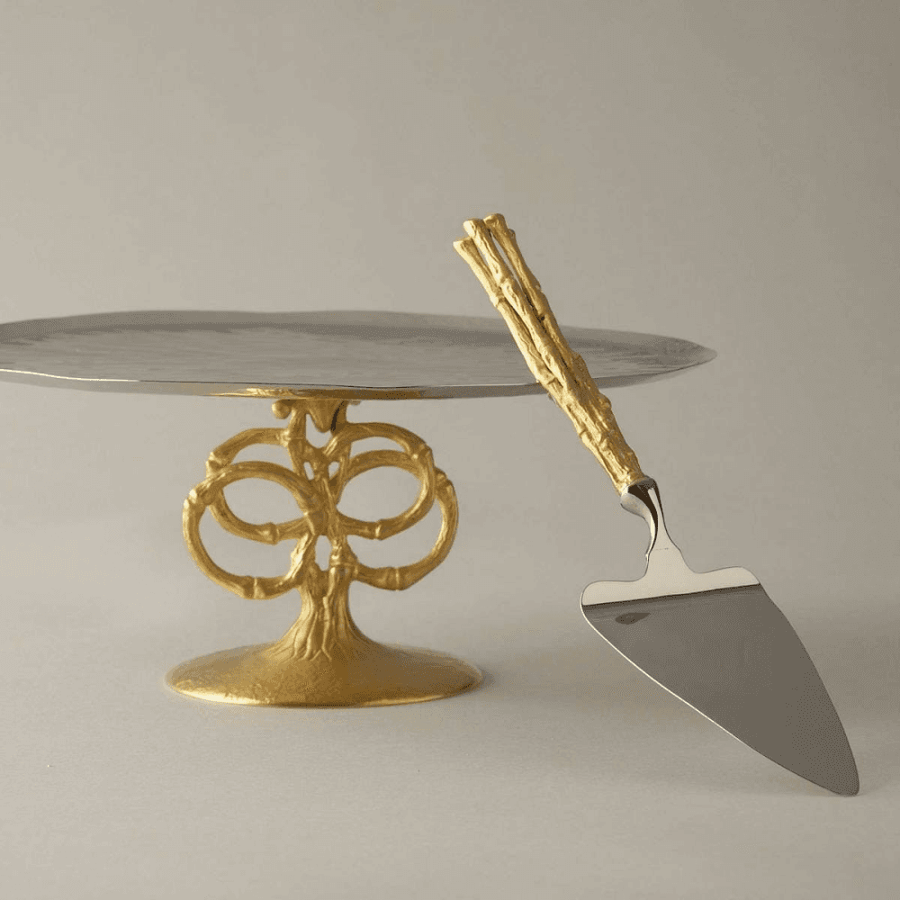 Evoca Cake stand, Gold Bamboo