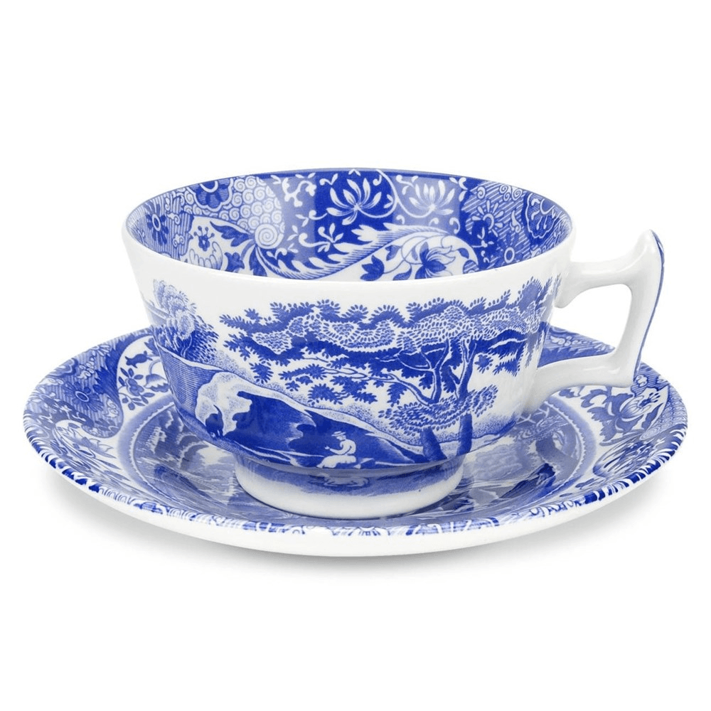 Blue Italian Set of 4 Teacups and Saucers