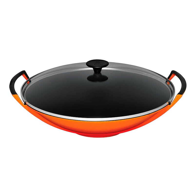 Cast Iron Wok with glass lid