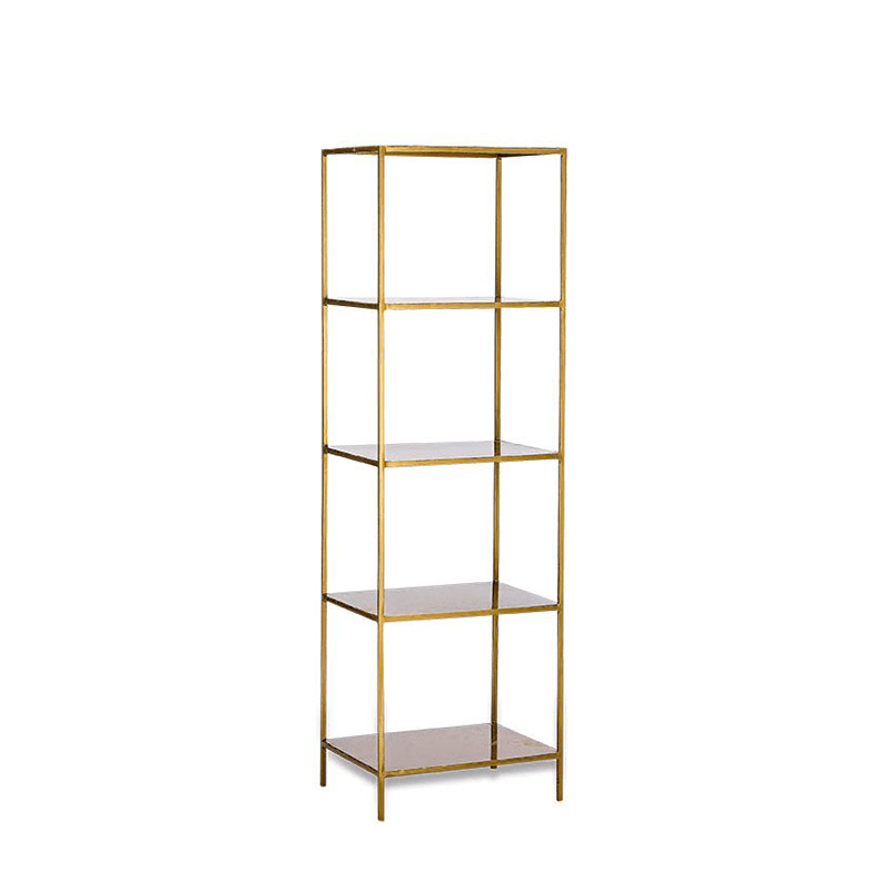 Mahi Shelving Unit, Antique Brass
