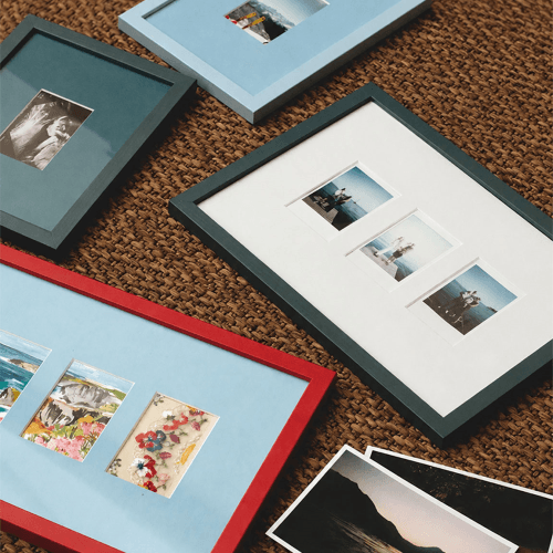 Image showing the Marco A4 Frame and Instax Mini x 3 Picture Frame Mount, Oak and White product.