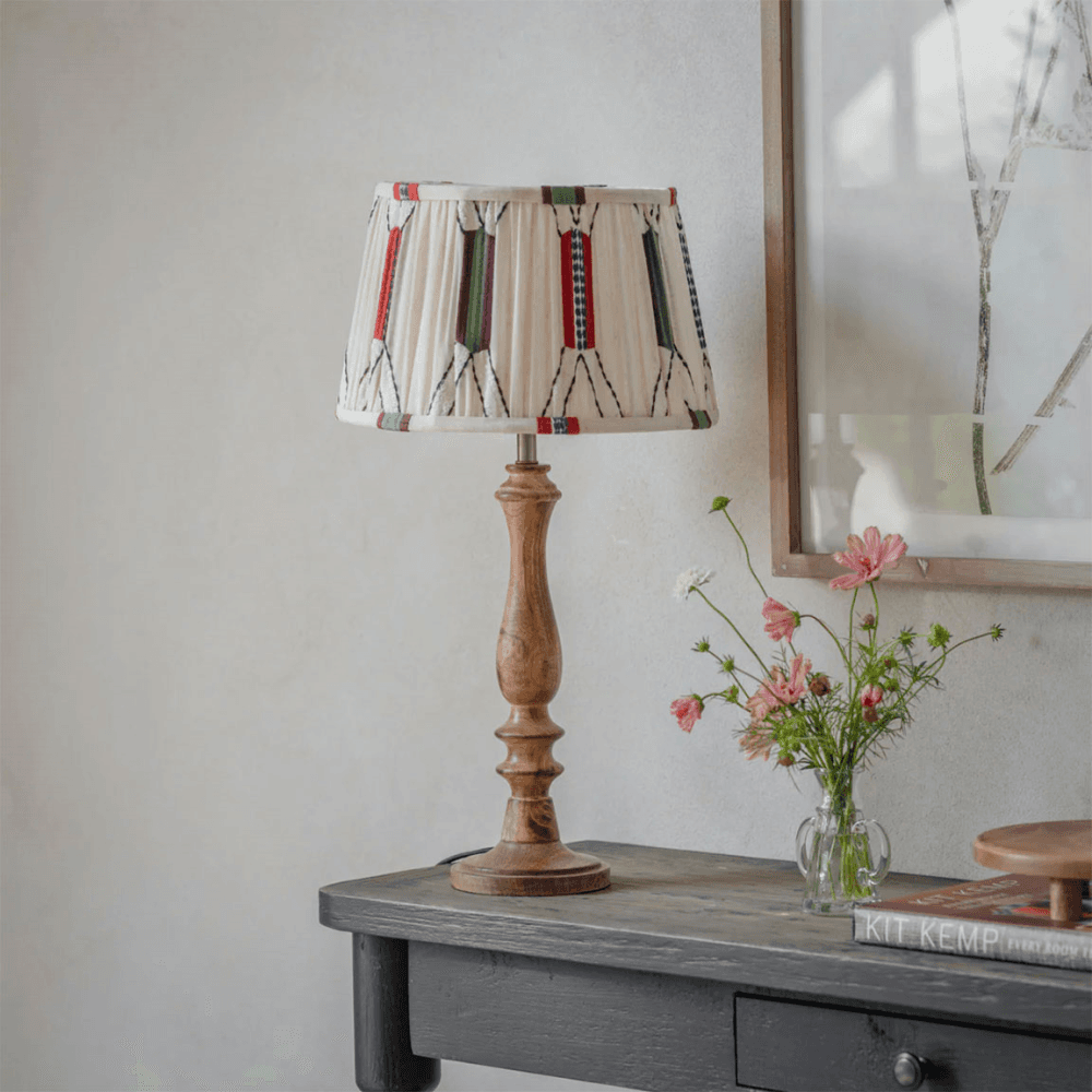 Clements Patterned Shade Table Lamp, Mango Wood