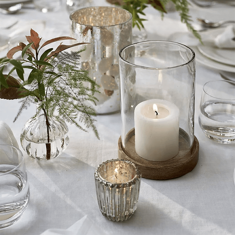 Mango Wood Hurricane Candle Holder