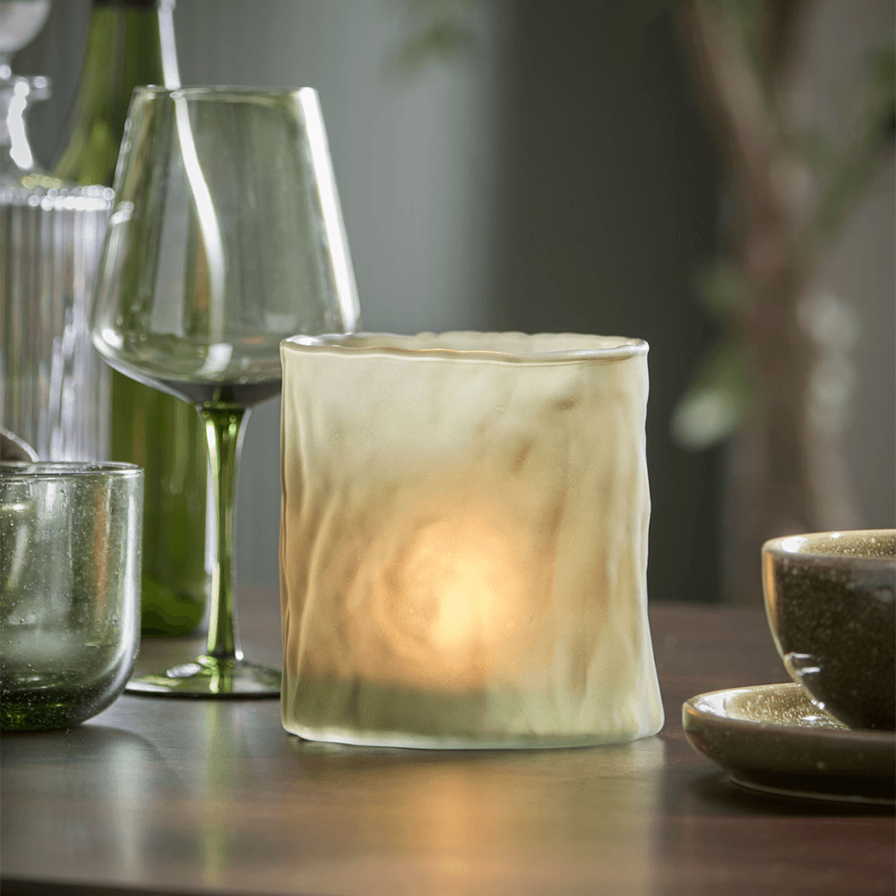 Retro Glass Tealight Holder, Clear