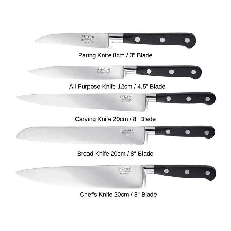 Knife Block with 5 Sabatier Knives, Oak