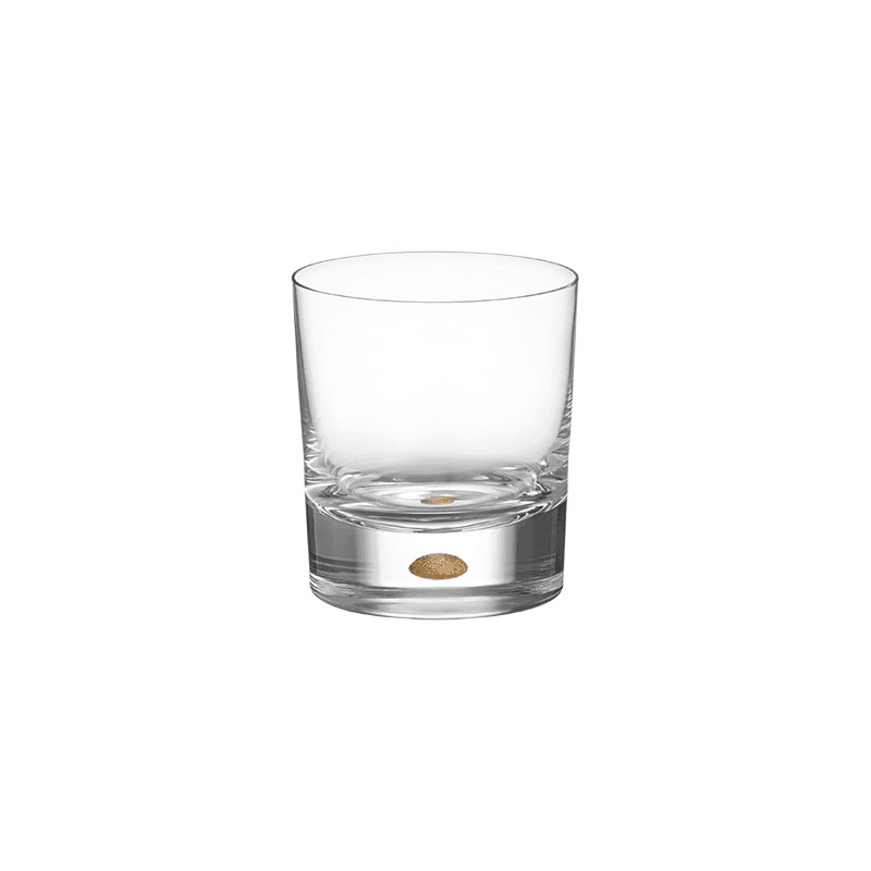 Intermezzo Gold Set of 2 Old Fashion Glasses, Clear & Gold