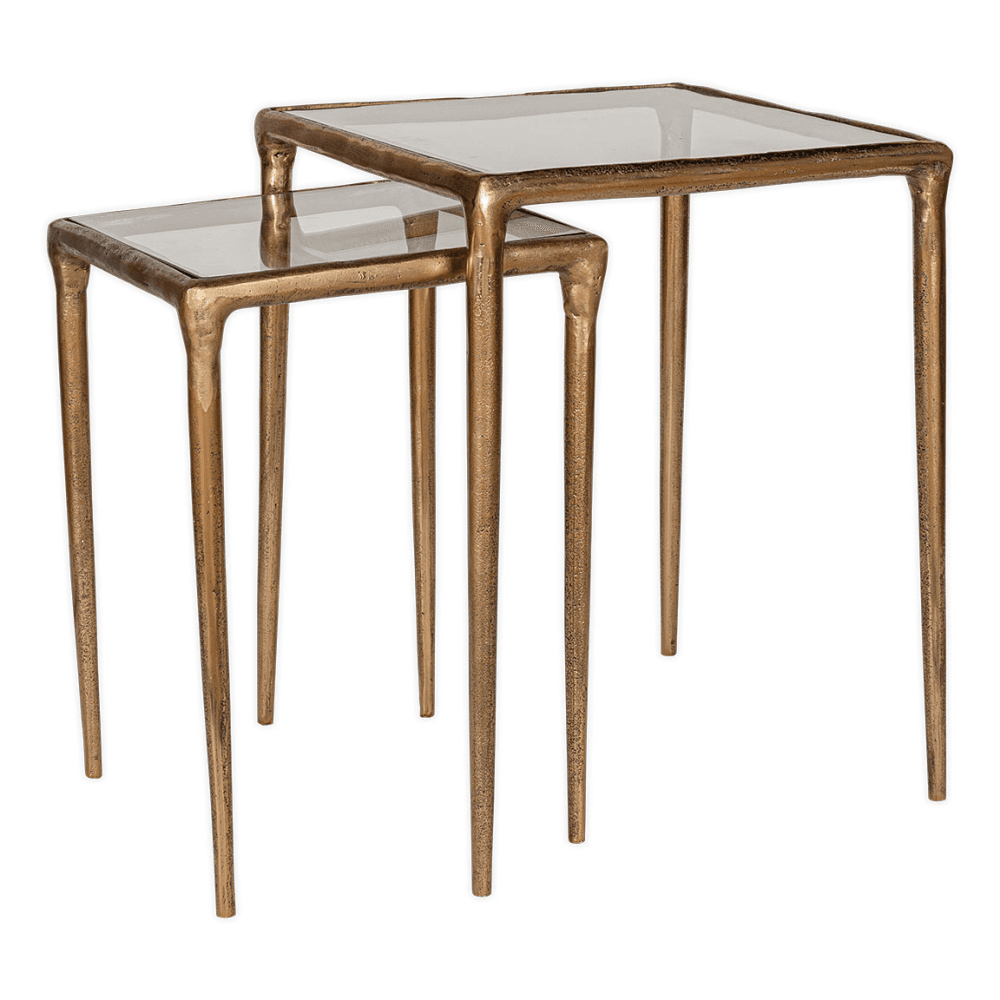 Gilasi Nesting Side Tables, Antique Brass