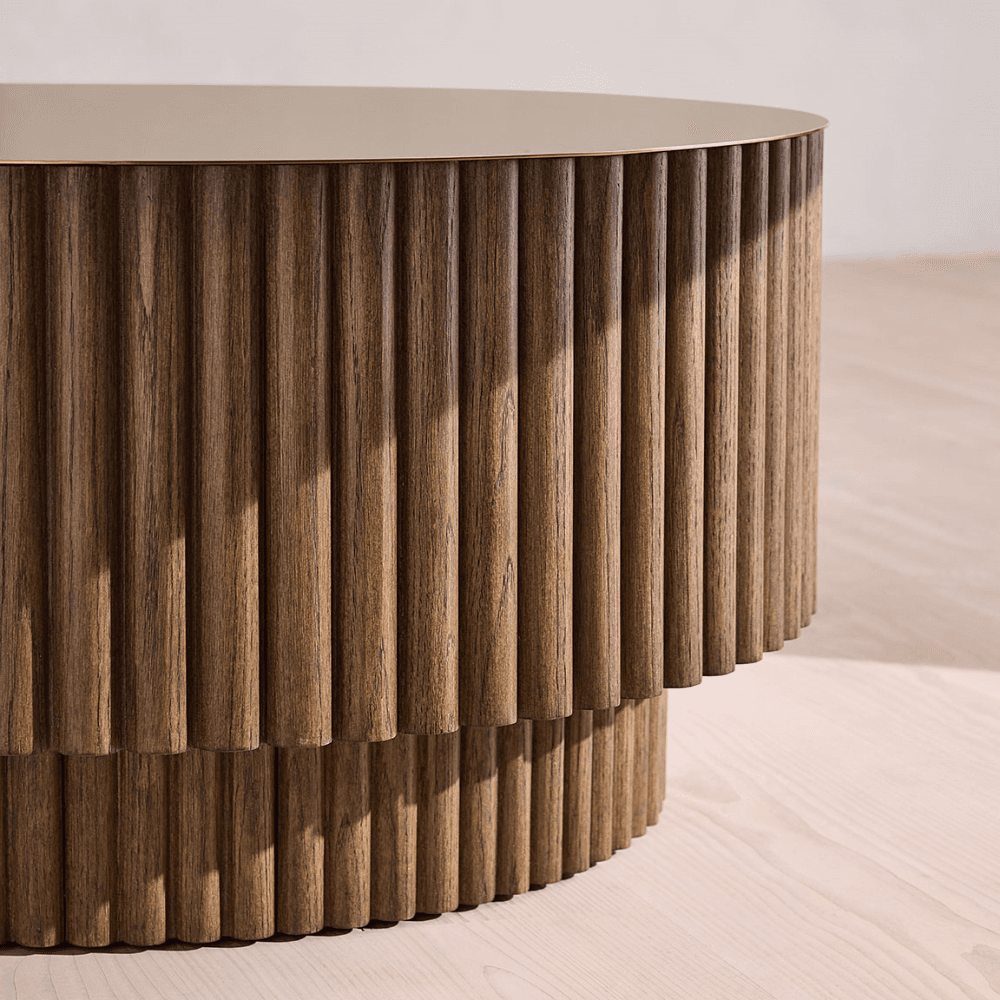 Barrel Coffee Table, Dark Oak