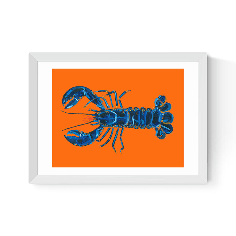 Alice Straker Lobster On Orange Framed Print, Orange