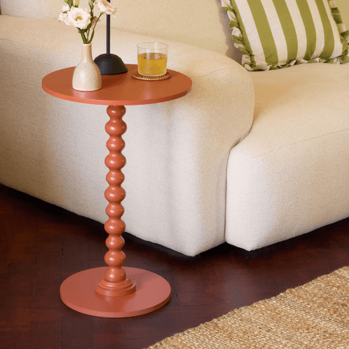 Image showing the Margot Bobble Wood Side Table, Terracotta product.