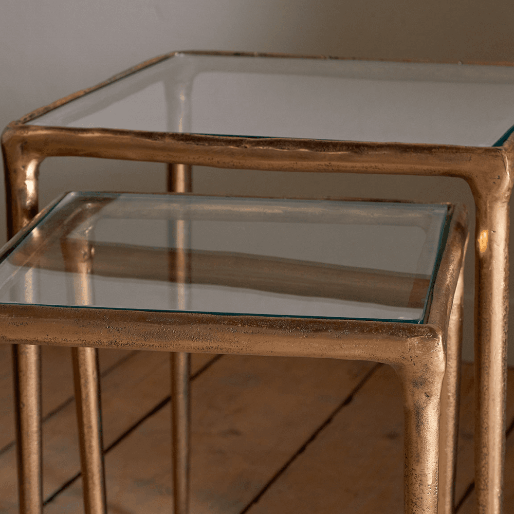 Gilasi Nesting Side Tables, Antique Brass