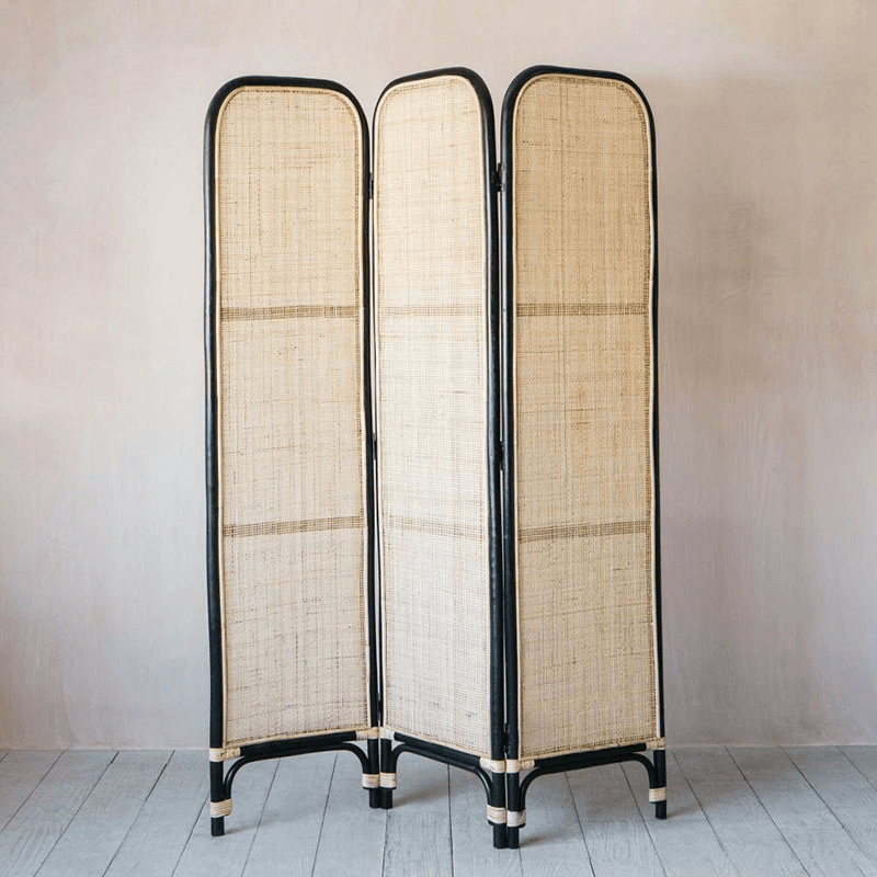 Rattan Screen, Black & Natural