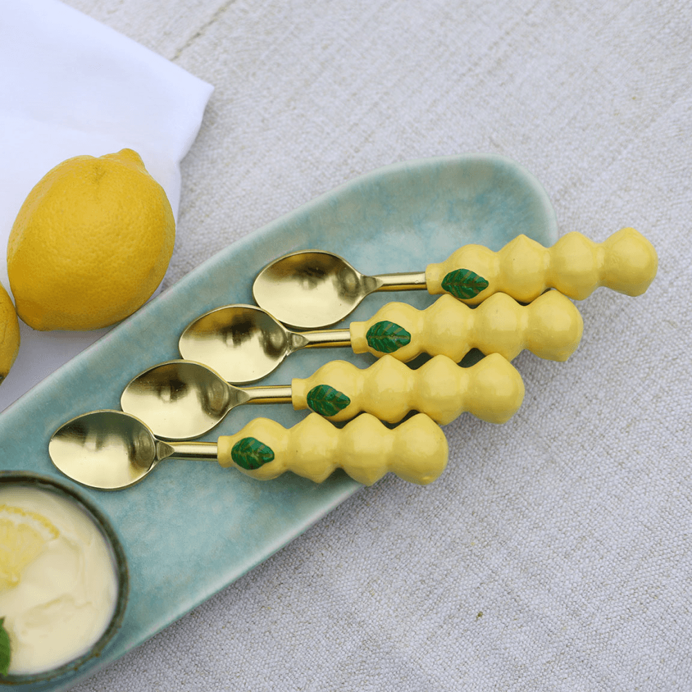 Lemon Set of 4 Coffee Spoons, Yellow