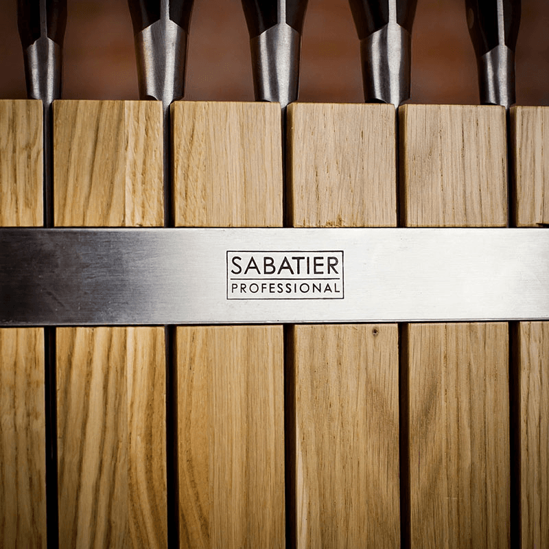 Knife Block with 5 Sabatier Knives, Oak