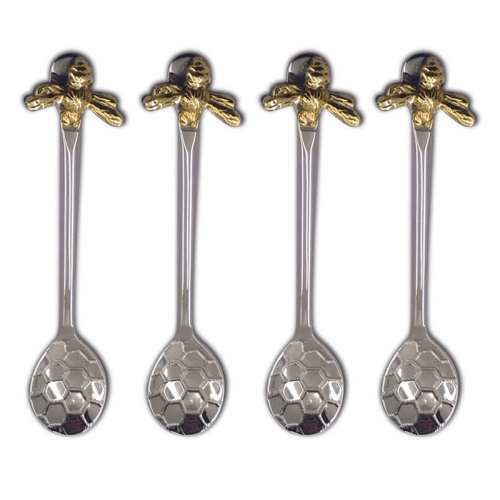 Image showing the Bee Honeycomb Set of 4 Coffee Spoons, Silver product.