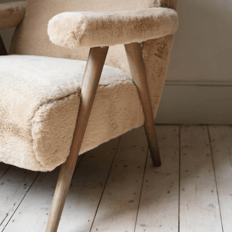 Grayson Faux Sheepskin Chair, Taupe