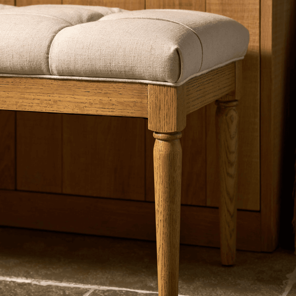 Aldwyn Buttoned Bench, Natural