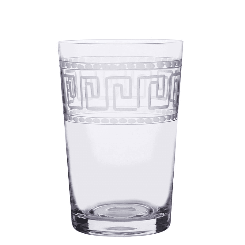Greek Key Set of 6 Crystal Tumblers, Clear