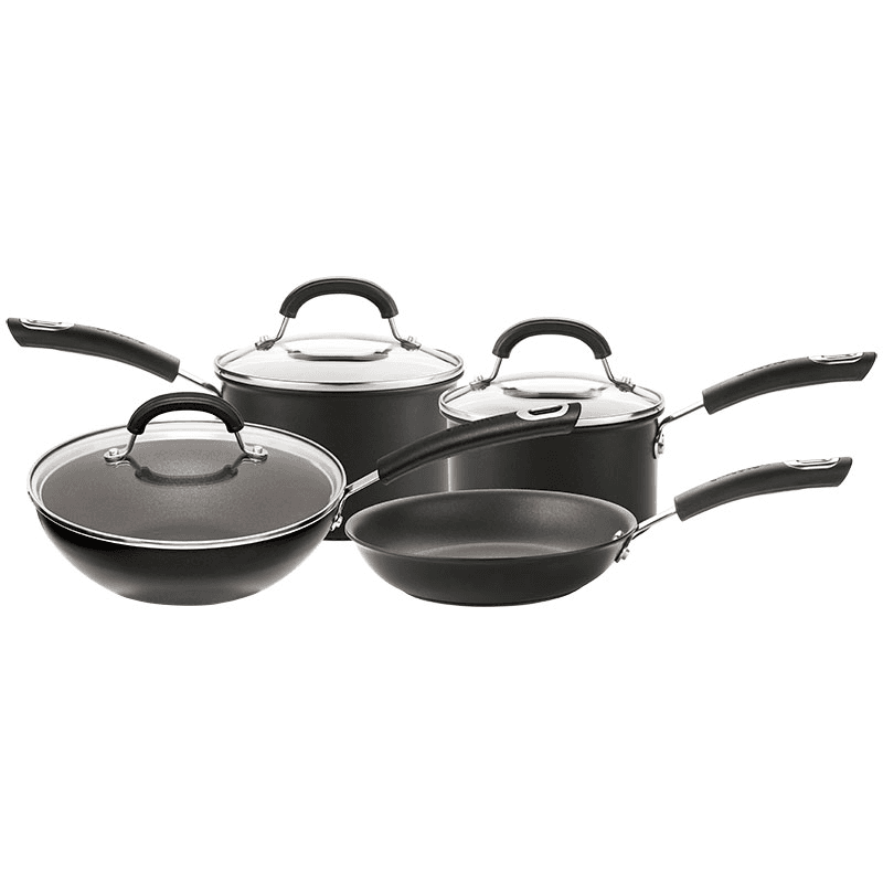 Total Anodised Non-Stick Pan Set, Black