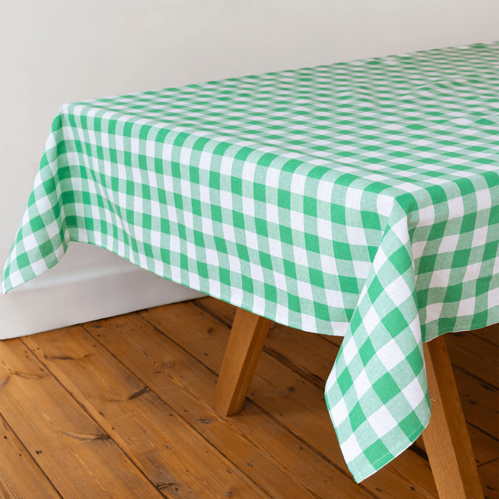 Bon appetit Gingham Fabric Tablecloth, Green
