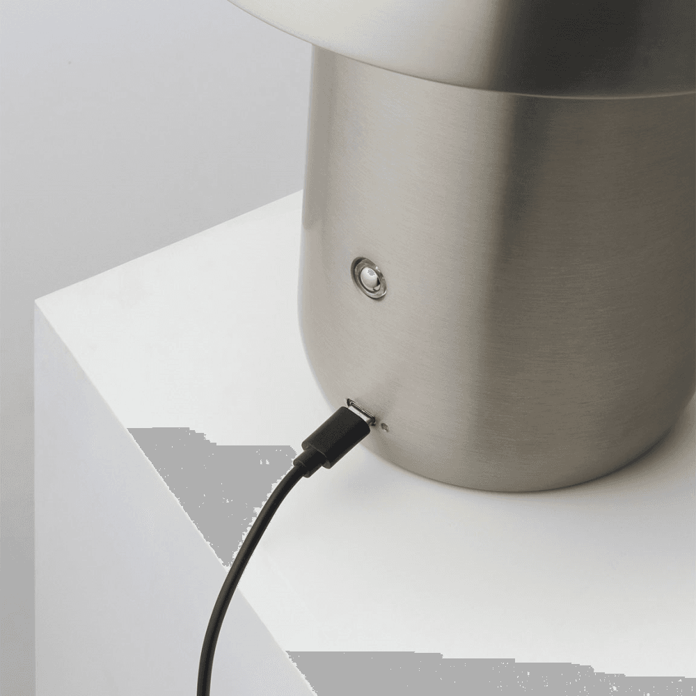 Mushroom Portable Lamp, Brushed Chrome