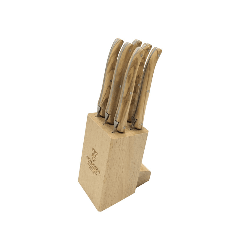 Laguiole Set of 6 Steak Knives in Wooden Block