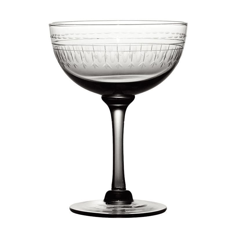 Ovals Set of 4 Champagne Saucers, Smoky