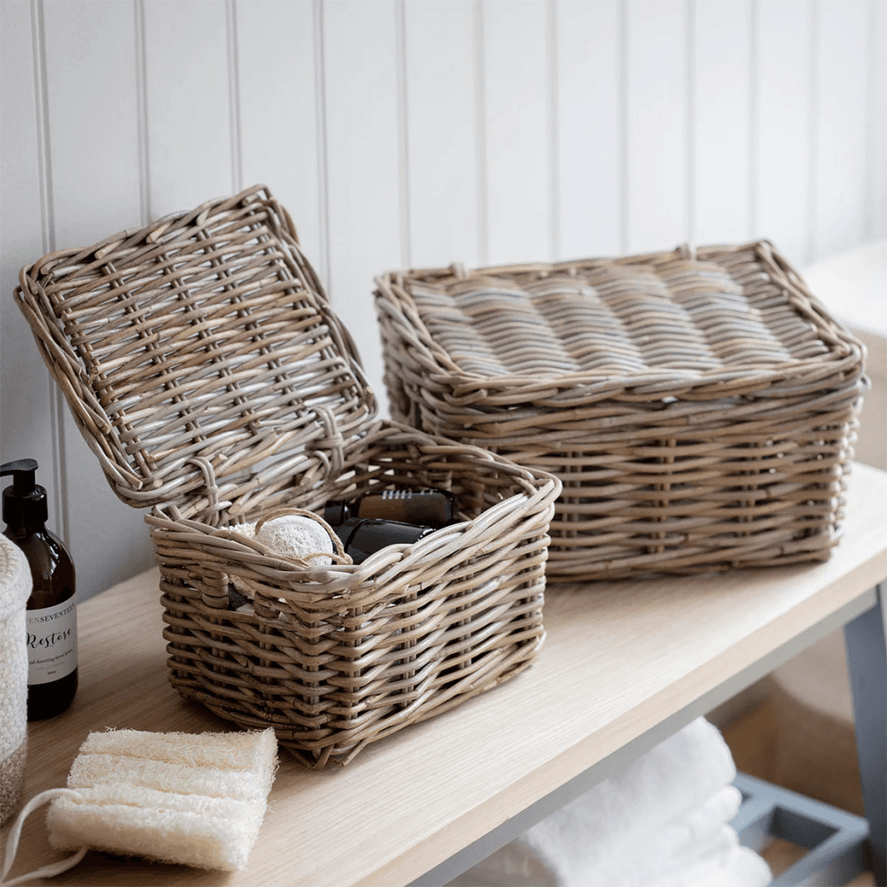 Bembridge Set of 2 Storage Baskets with Lids, Natural