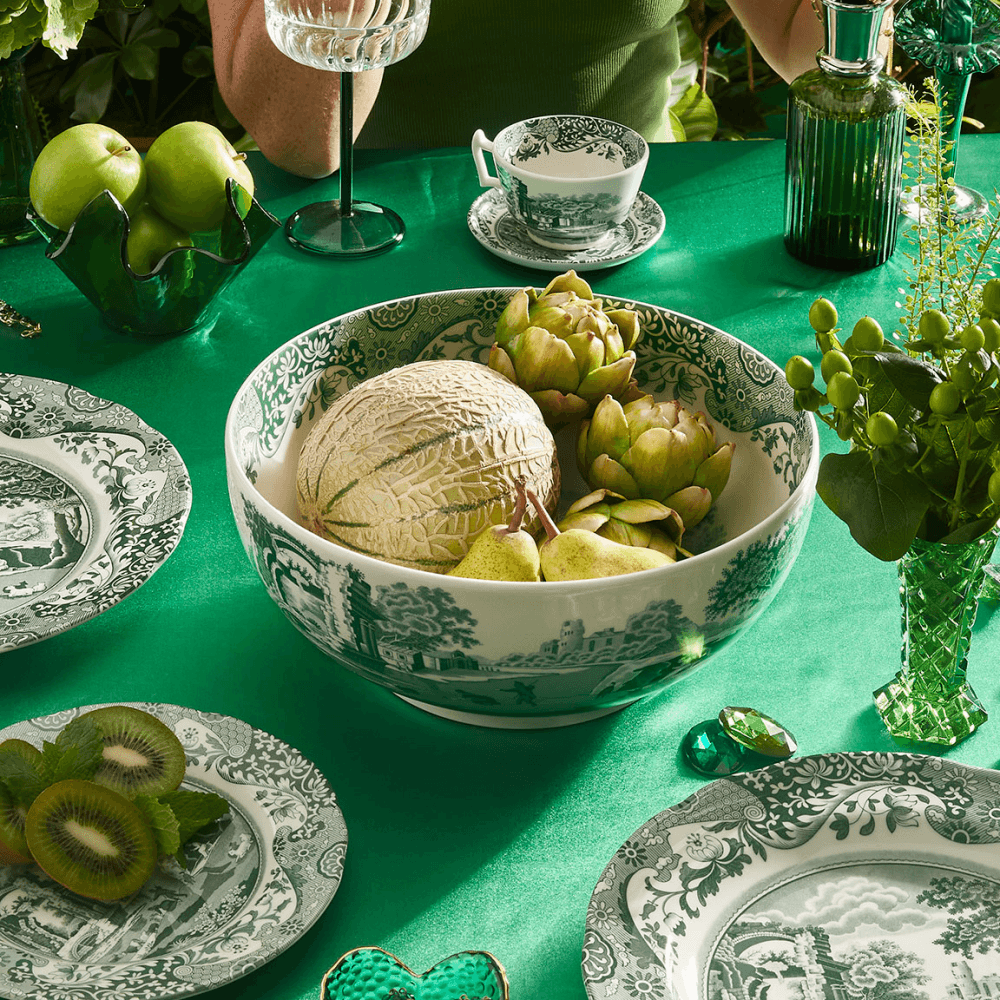 Heritage Italian Round Statement Bowl, Green