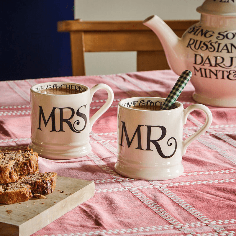 Black Toast Set of 2 Mr & Mrs Mugs, Cream