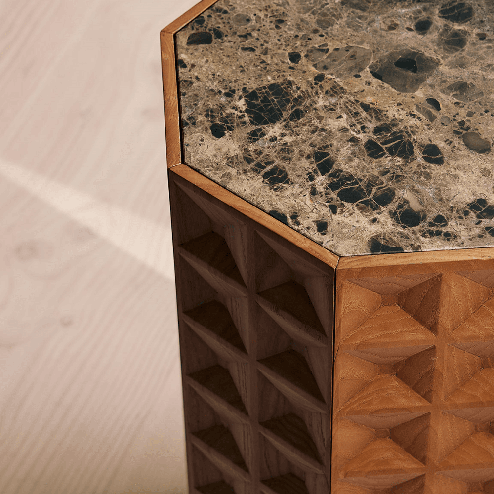 Dante Side Table, Dark Emperador Marble