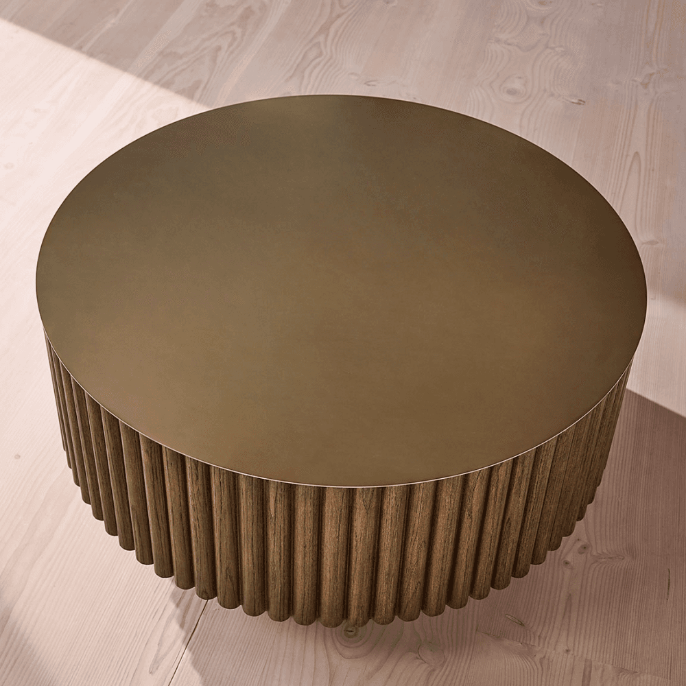 Barrel Coffee Table, Dark Oak