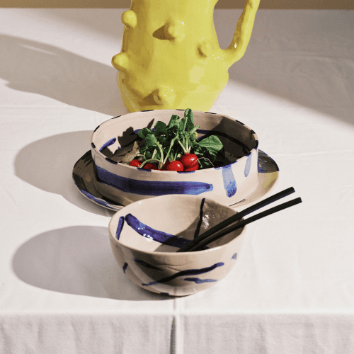 Image showing the Sophia by Marie Michielssen Set of 2 Cereal Bowls, D14cm, Beige Blue product.
