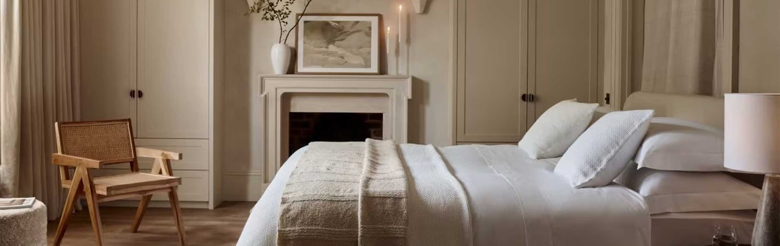 A bedroom featuring minimal homeware from The White Company