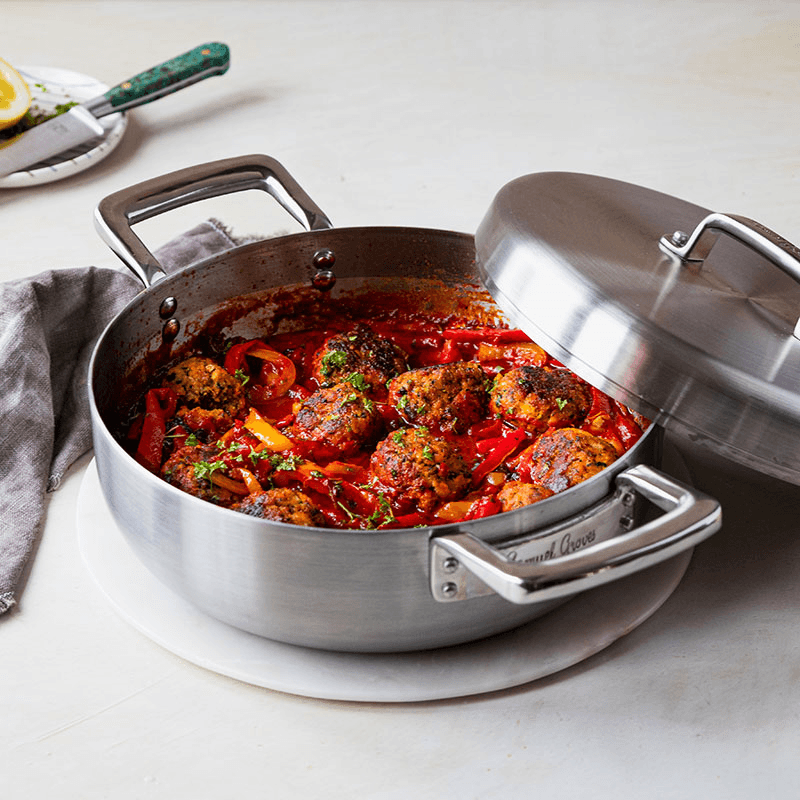 Urban Triply Chefs Pan with Lid, Stainless Steel