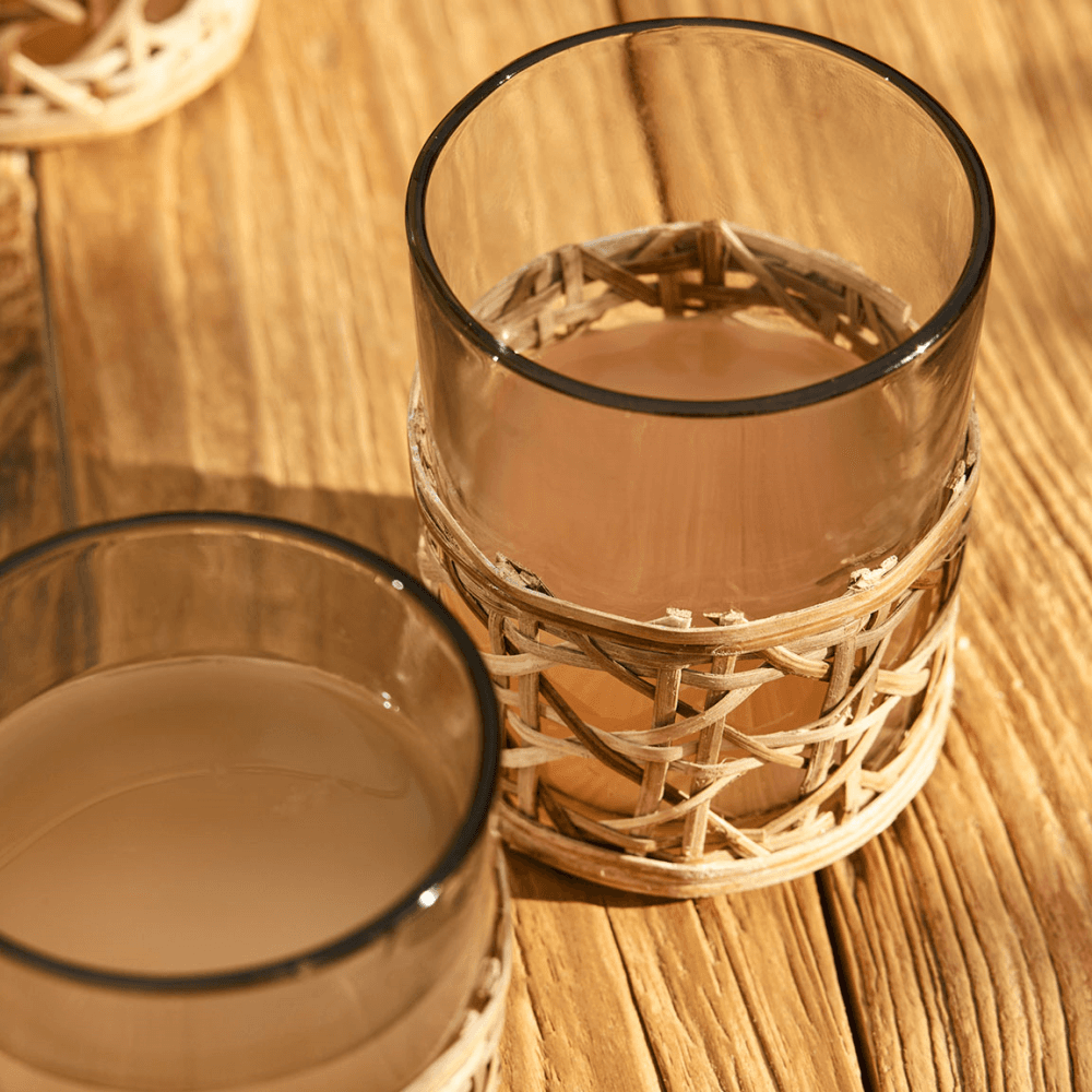 Leafield Woven Set of 4 Tumblers , Clear