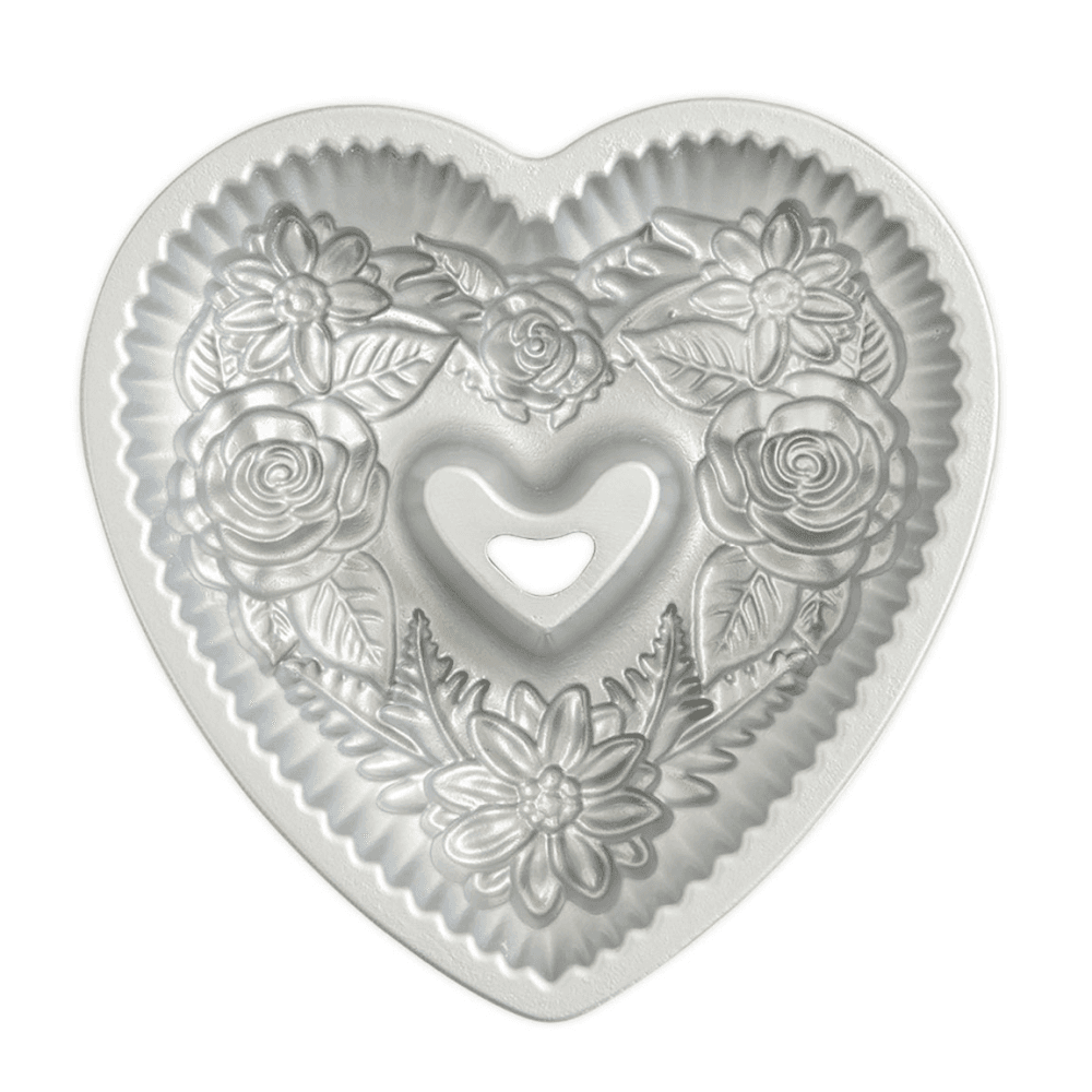 Spring & Summer Cast Floral Heart Bundt Pan, Toffee