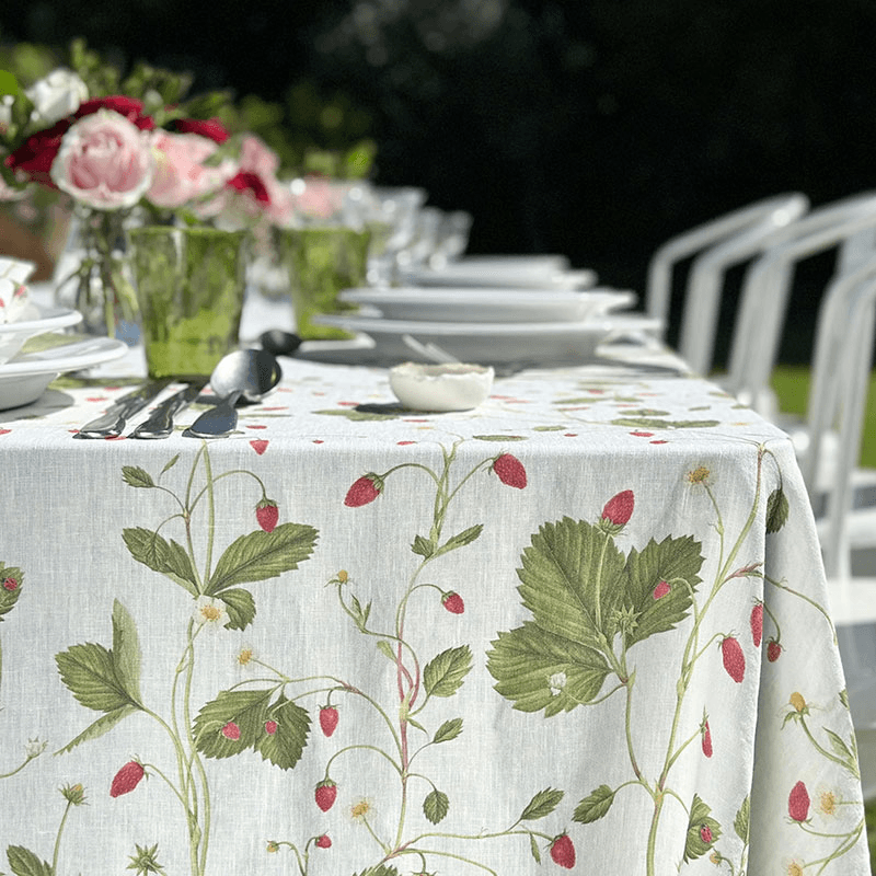 Fraise De Bois Linen Tablecloth, Red