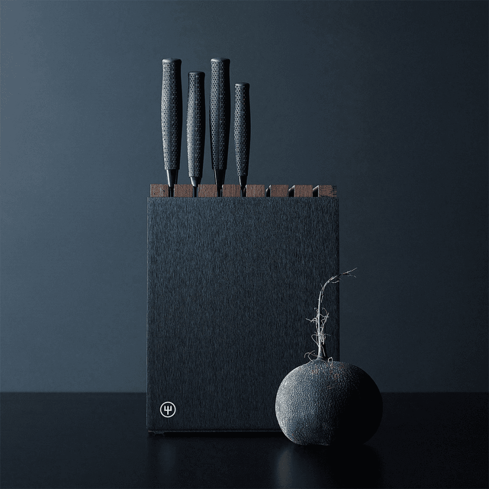 Performer 5-Piece Knife Block Set with Santoku, Black