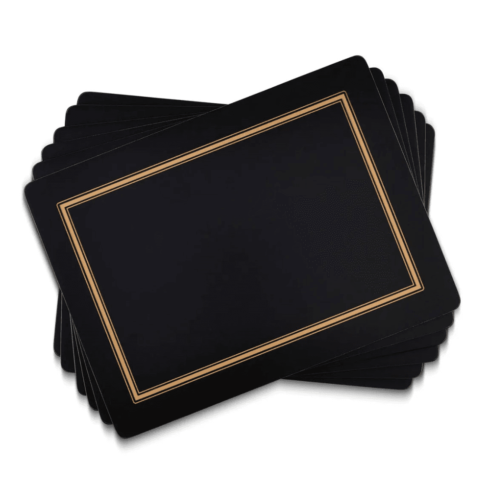 Classic Set of 6 Placemats, Black