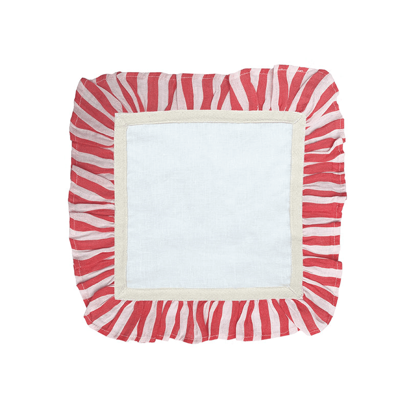 Candy Stripe Set of 2 Napkins, Cherry Red