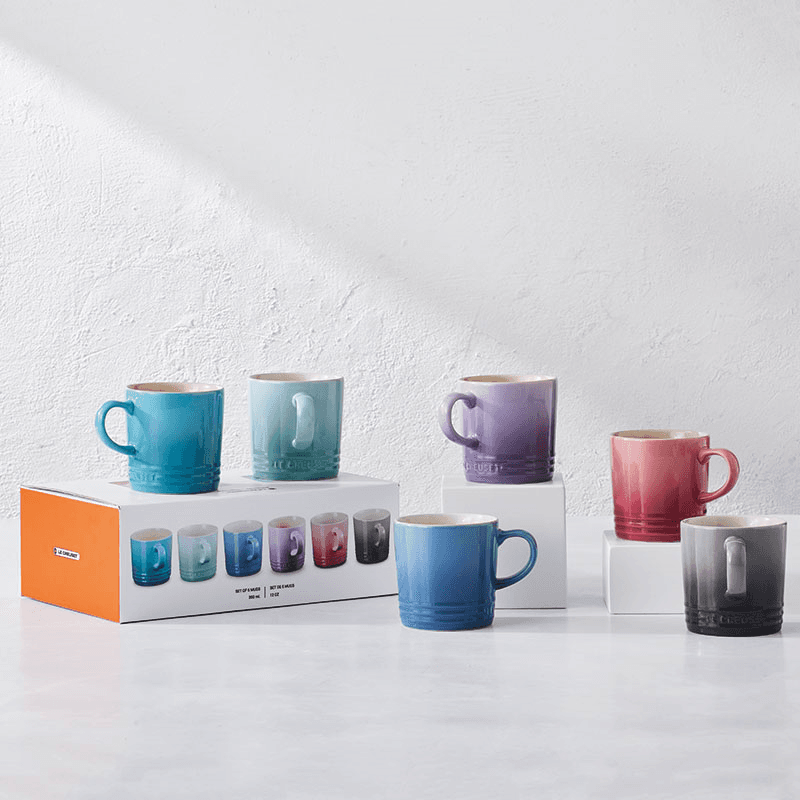 Stoneware Set of 6 Mugs, Pastels